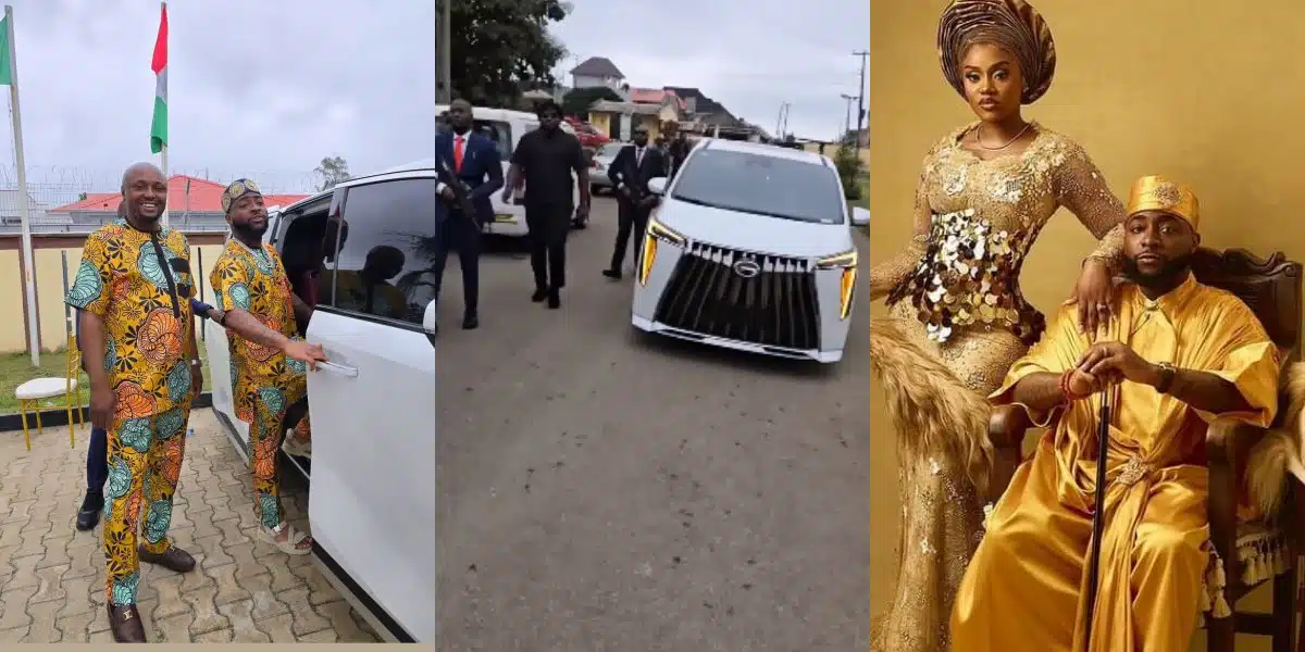 Sensational singer, Davido makes a grand entrance in Osun State cruising in the luxurious car he and his wife, Chioma got as wedding gift.
