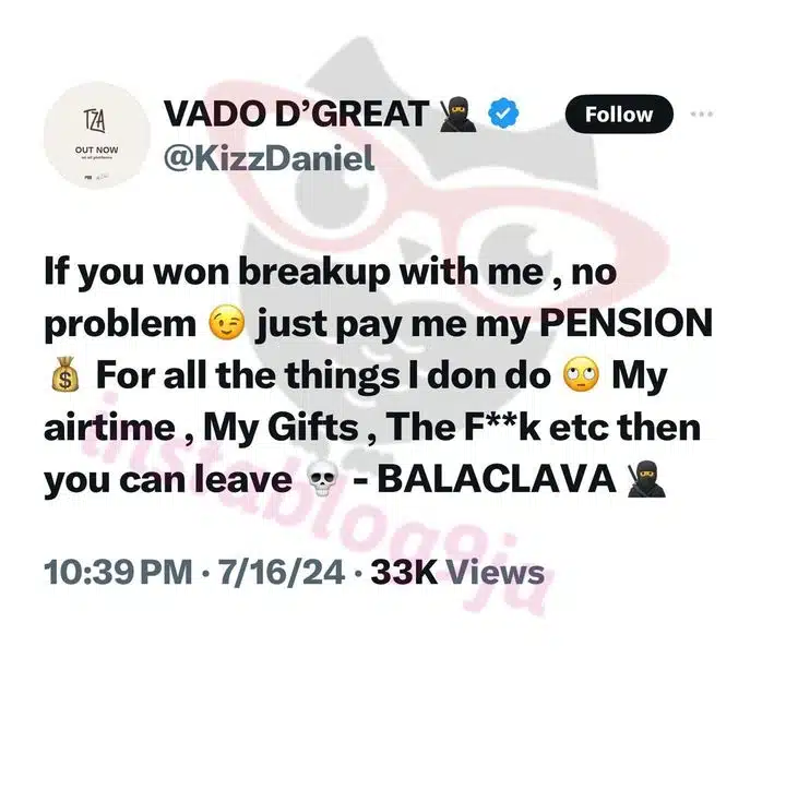 Kizz Daniel requests refund from wife as he hints marriage crash