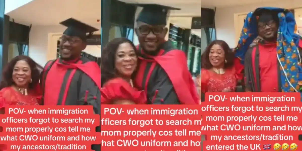 Mom uses her CWO wrapper to cover son as he graduates from a foreign university