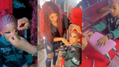 Lady fixes nails, eyelashes, wig for little daughter, video sparks outrage