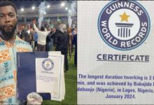 Babajide Isreal bags Guinness World Record for the longest twerking