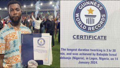 Babajide Isreal bags Guinness World Record for the longest twerking