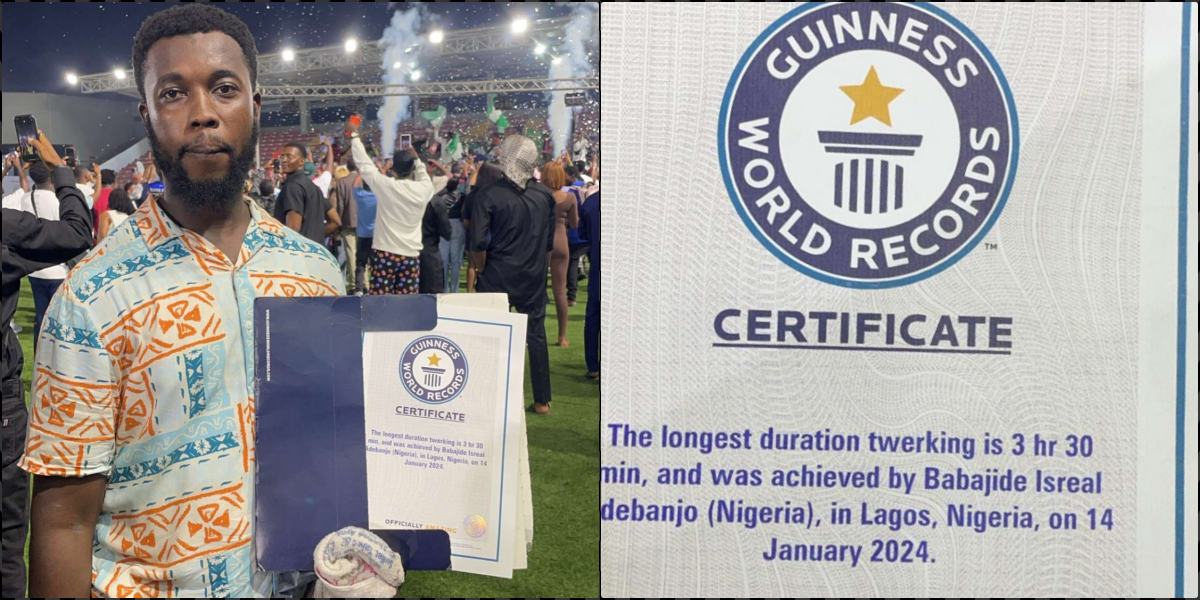 Babajide Isreal bags Guinness World Record for the longest twerking