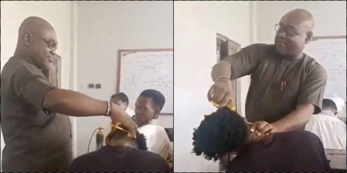 Outrage as Unizik lecturer trims student's trendy hairstyle with scissors