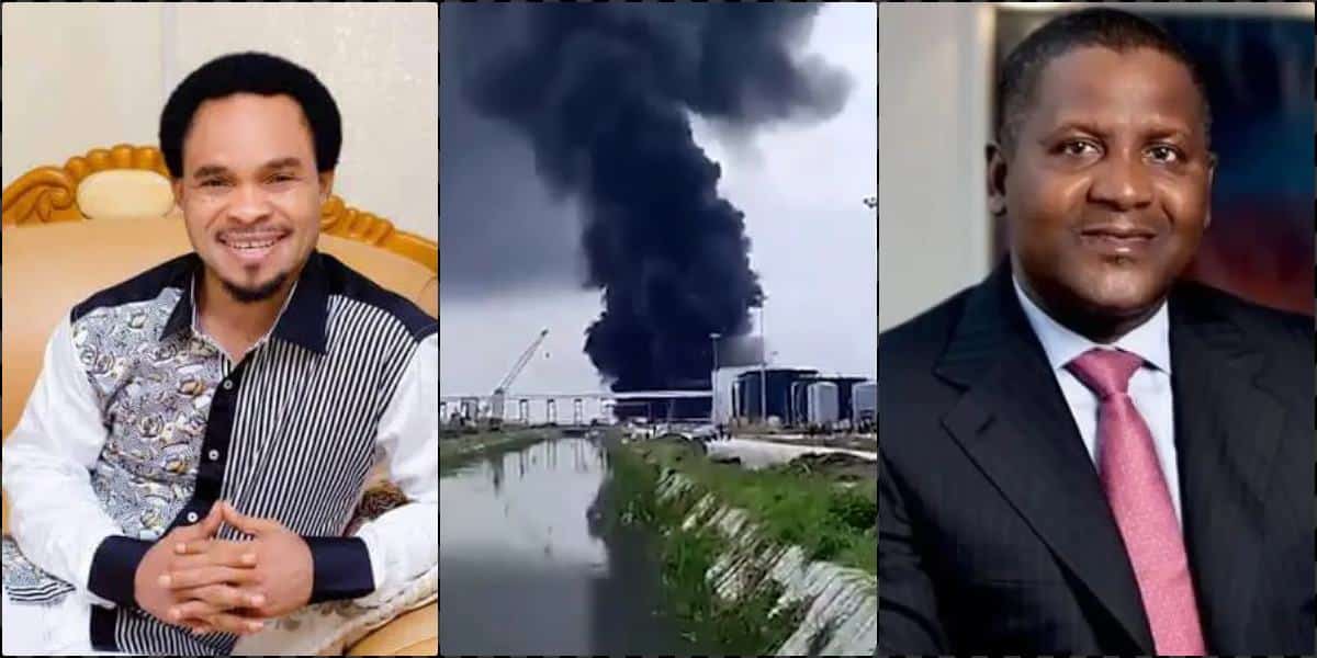 Prophet Odumeje recalls prophesy, blames refinery fire on Dangote's pride