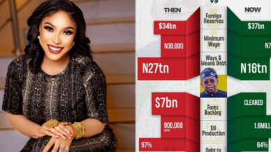 Tonto Dikeh praises Tinubu's administration, comparing it to past leaderships