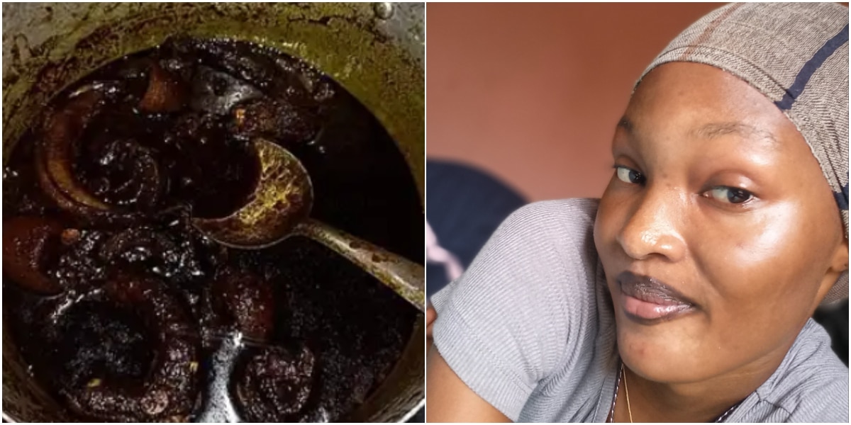 Beautiful lady’s first attempt at cooking Ogbono soup goes viral