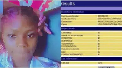 WAEC result of girl whose English grade spoiled her good results causes buzz online