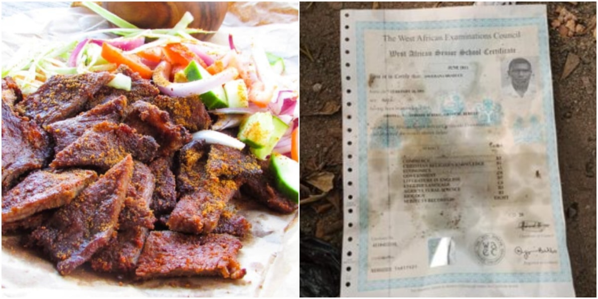 Original WAEC certificate spotted being used to sell suya goes viral