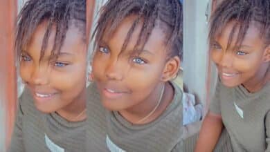 Lady awed as she meets girl with natural blue eyes, video melts hearts