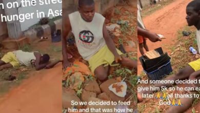 Nigerian shoemaker collapses due to hunger, passersby give food and ₦5k