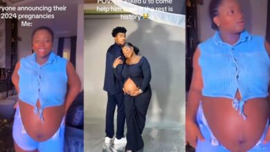 Nigerian lady flaunts pregnancy after boyfriend invites her over to cook