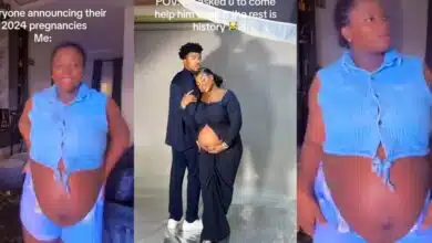 Nigerian lady flaunts pregnancy after boyfriend invites her over to cook