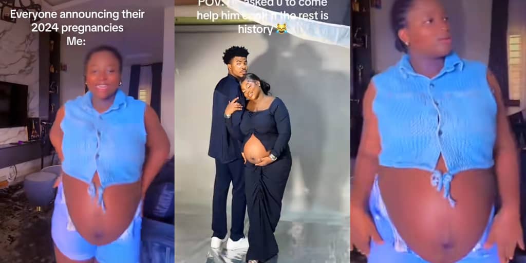 Nigerian lady flaunts pregnancy after boyfriend invites her over to cook