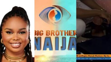 BBNaija: Onyeka caught on camera secretly transferring Guinness into water bottle