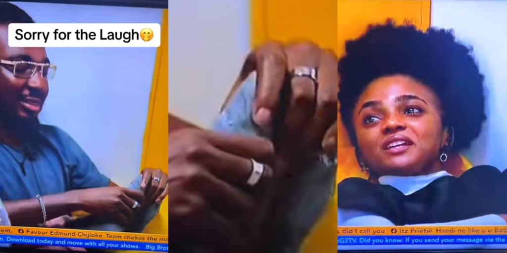 BBNaija: Toby Forge caught on camera gently massaging Kassia's leg