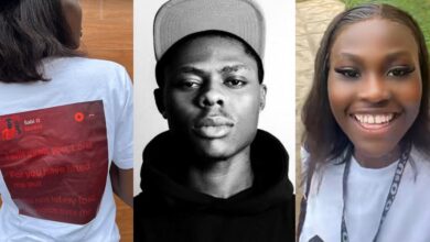 Nigerian lady pays tribute to late singer, Mohbad with customized T-shirts as she graduates from university