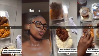 Nigerian lady causes buzz as she buys full plate of rice and chicken for ₦1k amid harsh economy