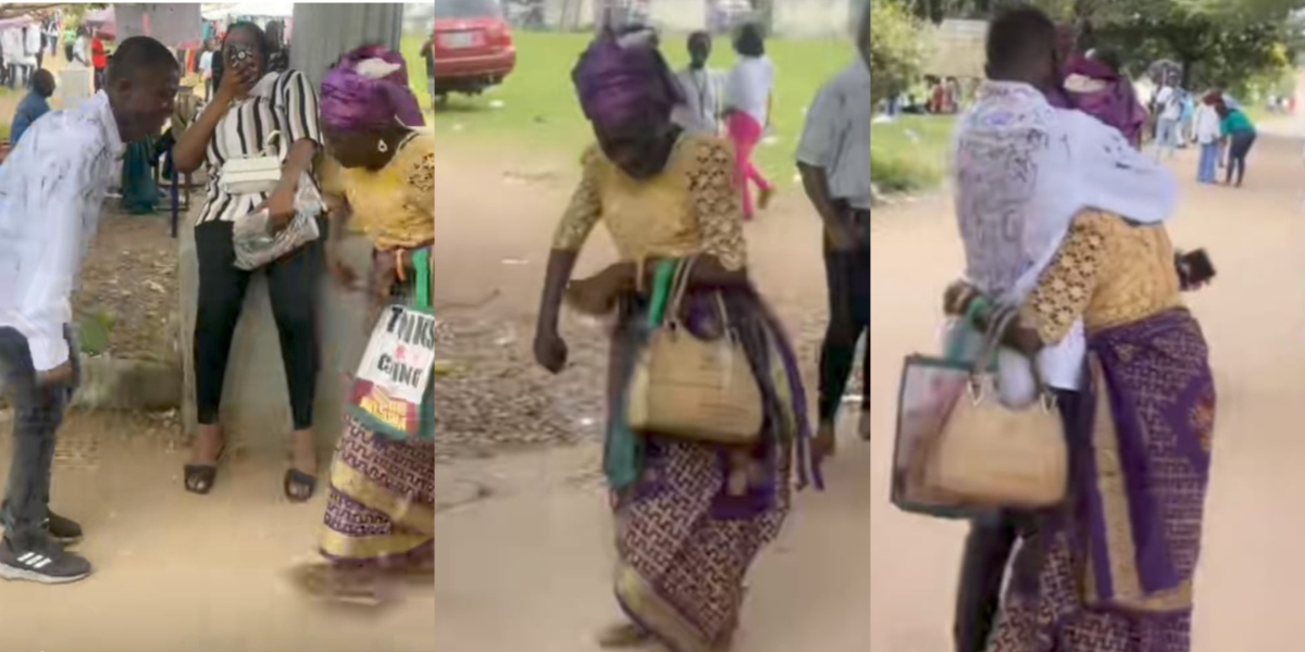 Heartwarming moment mother celebrates excitedly with son on his sign-out day