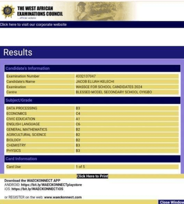 WAEC result of boy who passed away after the exam stir emotions online