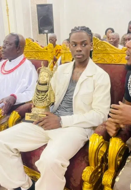 Oba of Benin bestows royal plaque on Rema