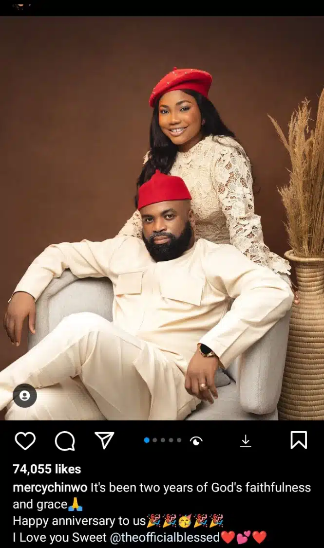 Mercy Chinwo and husband, Pastor Blessed celebrates 2nd wedding anniversary