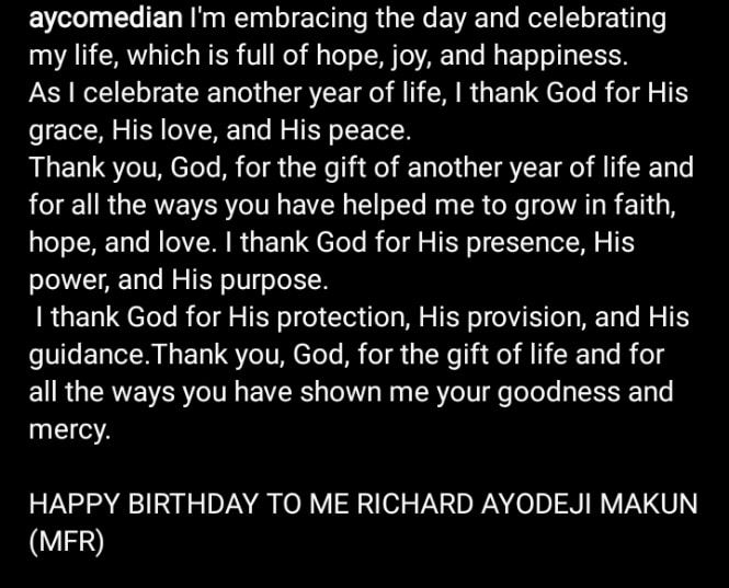 AY Makun pens gratitude message as he celebrates his 53rd birthday