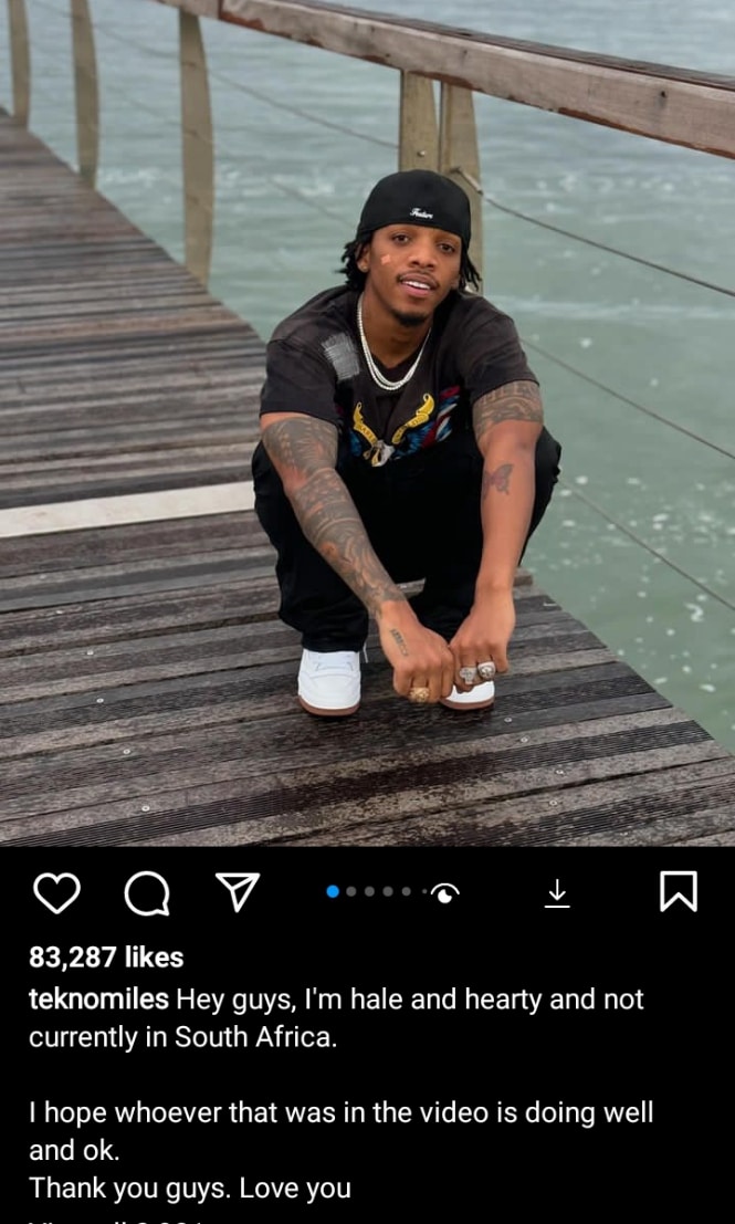 Tekno debunks reports of collapsing in South Africa