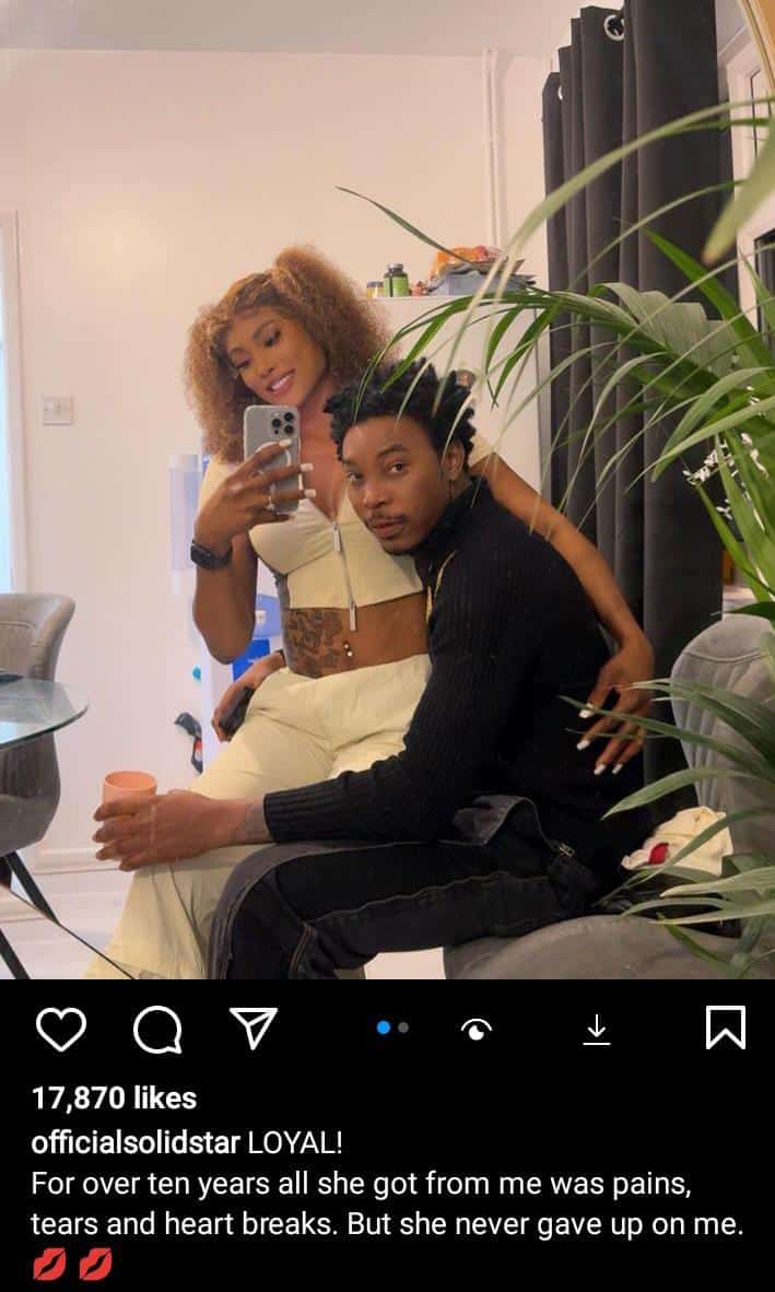 Solidstar celebrates fiancée for her loyalty over a decade