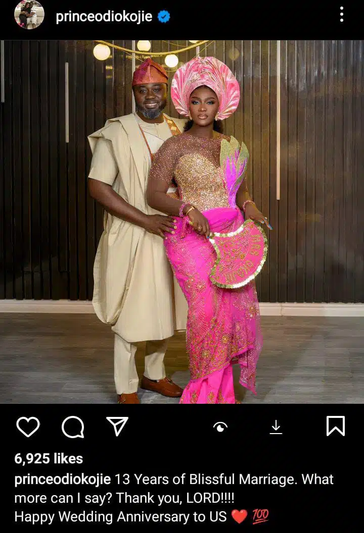 Mercy Johnson and husband celebrates their 13th wedding anniversary