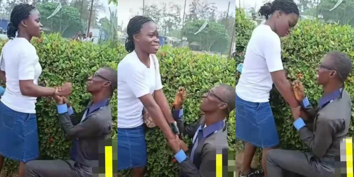 Drama ensues as man proposes to lady in public, video causes buzz