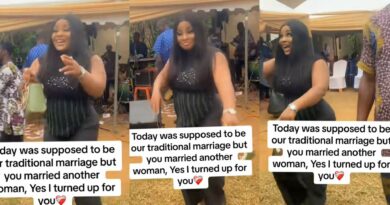 Lady dances away her sorrow as she storms ex-boyfriend's traditional wedding, video stirs emotions