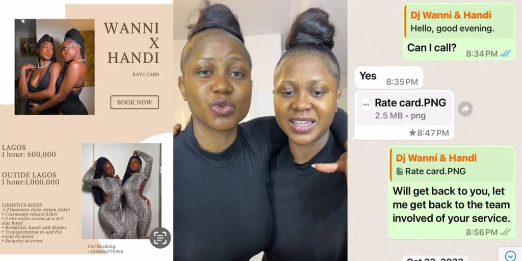 BBNaija: Evidence emerges of Wanni X Handi charging ₦600k in Lagos, ₦1 million outside for DJ gigs