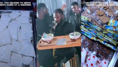 Nigerian couple goes viral for serving garri, kuli at wedding