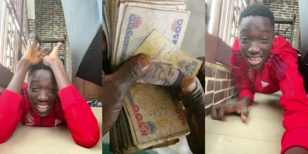 Nigerian man sparks buzz online as he prostrates on floor to thank friend for ₦50k breakfast gift