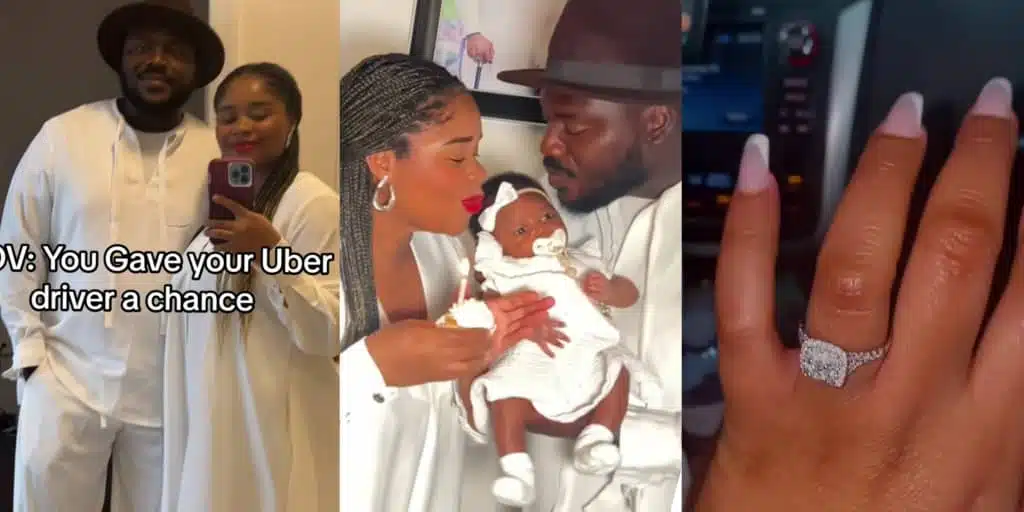 Nigerian lady welcomes baby months after engagement to uber driver