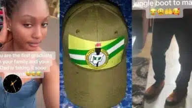 Proud Nigerian father wears daughter's NYSC boots to market after she becomes first family graduate