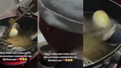 Nigerian lady shocks boyfriend and his friends by frying boiled eggs 