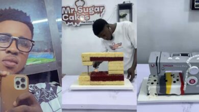 Nigerian baker wows social media with lifelike sewing machine cake