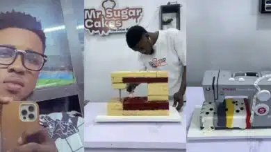 Nigerian baker wows social media with lifelike sewing machine cake