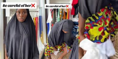 Man catches woman in hijab stealing from his store, hiding items between her legs