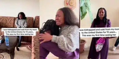 Emotional moment as lady kidnapped 15 years ago from US reunites with mother