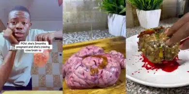 Husband cooks cow brain for pregnant wife after she craves it, viral video sparks buzz