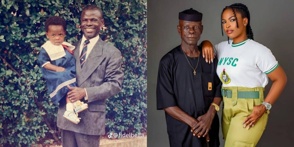 NYSC graduate shares emotional then-and-now photos with father