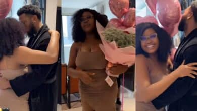 Zion surprises girlfriend, Chinwe with money bouquet on her birthday