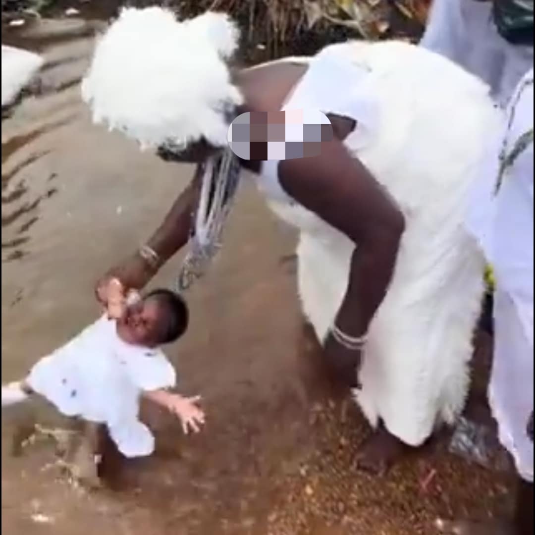 Online outcry over viral video of newborn baby dedicated to Yoruba water gods