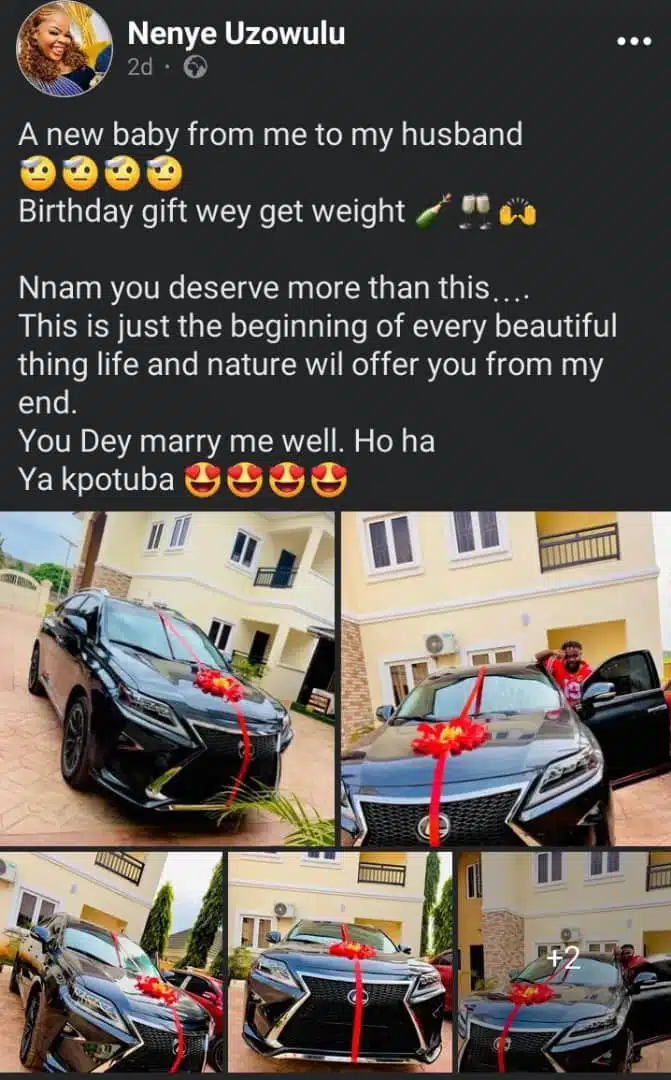 Nigerian woman expresses love for husband as she gifts him Lexus SUV for his birthday