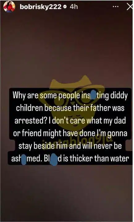 Bobrisky addresses those attacking Diddy's children over his arrest