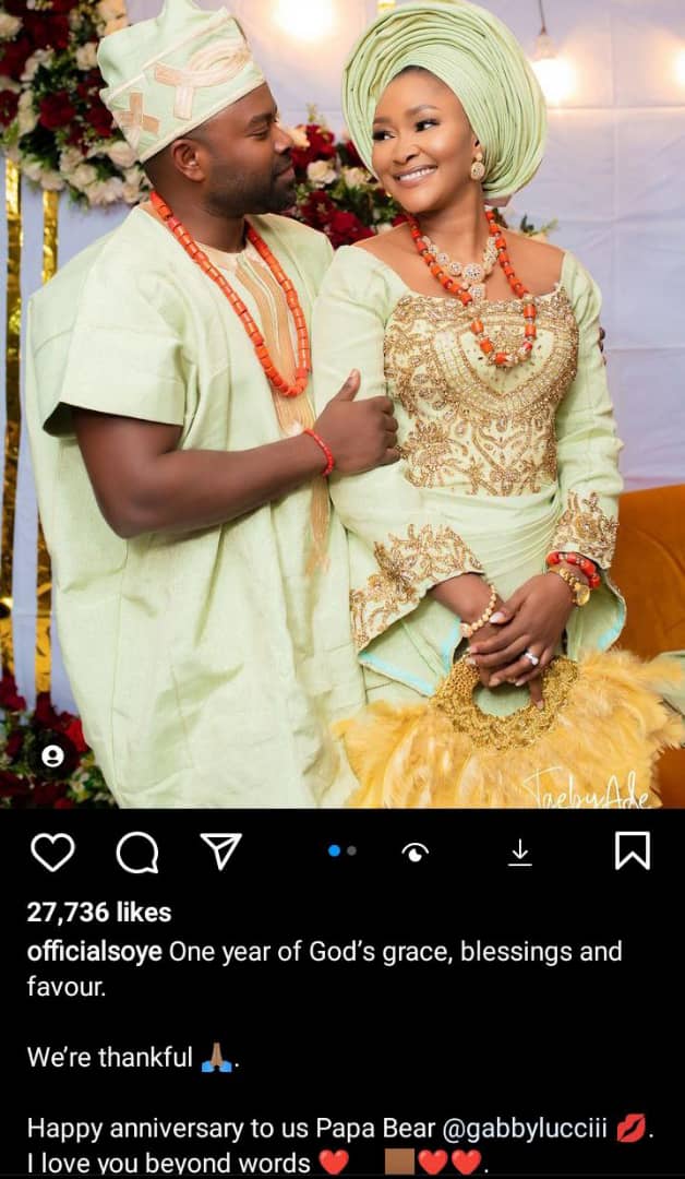 Gabriel Afolayan and wife celebrate their first wedding anniversary