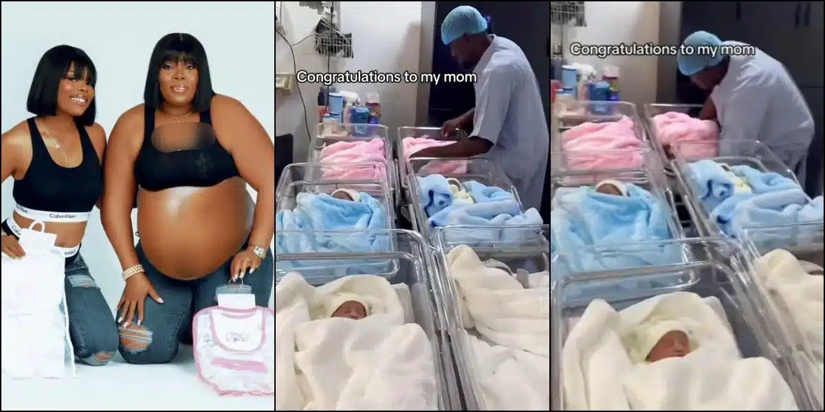 Lady overjoyed as she celebrates her mother who welcomed, sextuplets, a set of 6 babies at once.